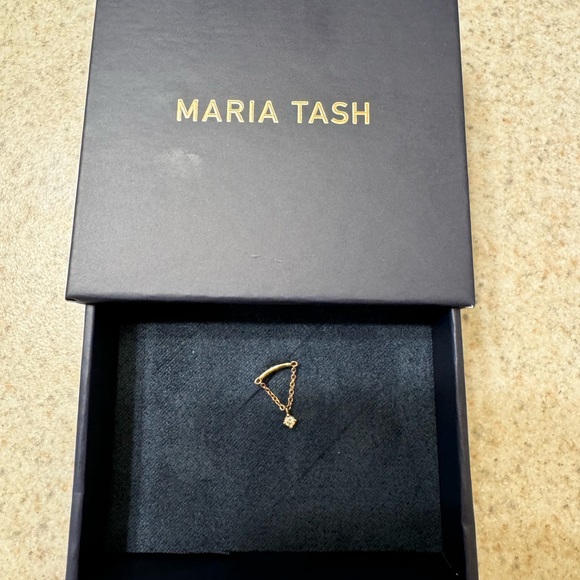 SOLD!! Maria Tash Prong Set Diamond Drape Threaded Stud Earring - Picture 8 of 12